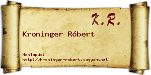 Kroninger Róbert névjegykártya