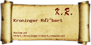 Kroninger Róbert névjegykártya